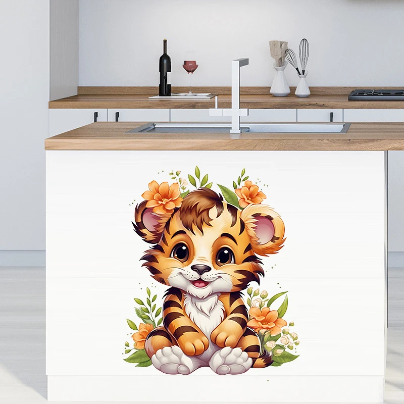 Wall Stickers Wall Sticker Tigers Cats Dogs Rabbits Various Animals Wall Sticker Kids Room Background Home Decoration Mural Living Room Wallpaper Decal