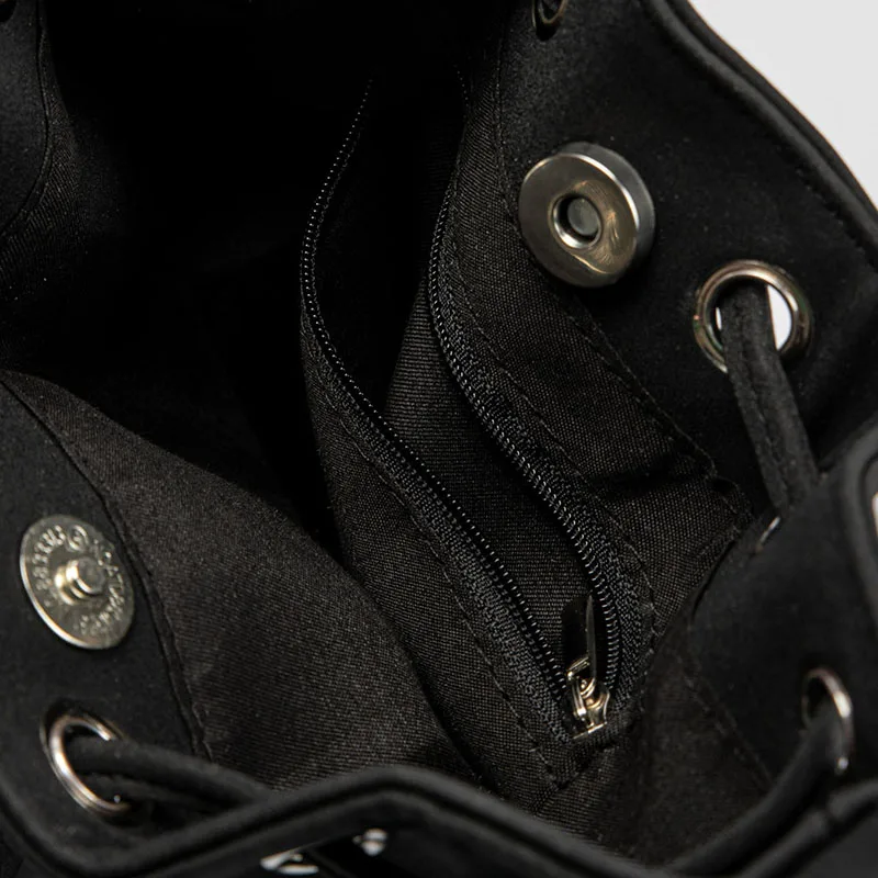 Ladies Drawstring Rivet Bag Casual And Fashion Large Capacity Bucket Bag Hollowed  Shoulder Bag Cool Girl Crossbody Bag