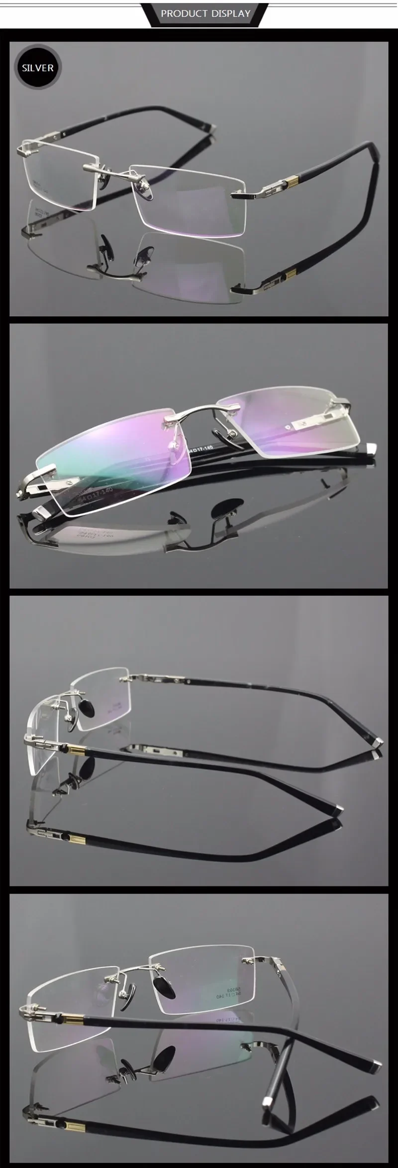 Chashma Unisex Rimless Square Titanium Eyeglasses 58103 Image 5