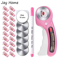45mm Rotary Cutter Kit with 5 Blades, 20 Clips & Fabric Marker for Sewing & Quilting