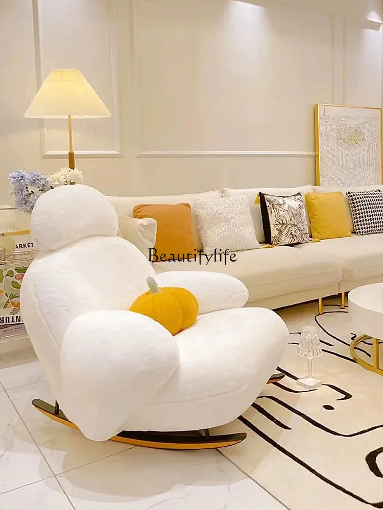 

Balcony Home Leisure Chair Lazy Sofa Lambswool Rocking Chair