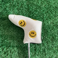 Golf Putter Headcover Smile Embroidery Straight Blade Putter Head Cover PU Protect Covers 2