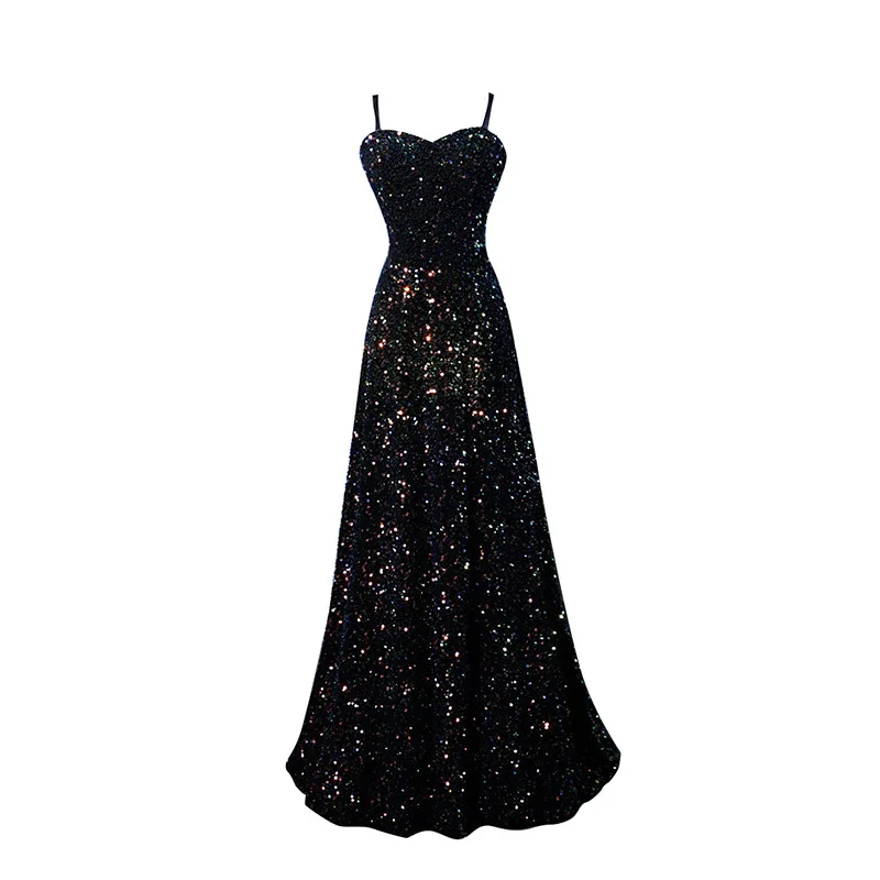 

Shinny All-over Sequined Sexy Lady Formal Wear Sleeveless Delicacy A-line Women Slips Long Dress