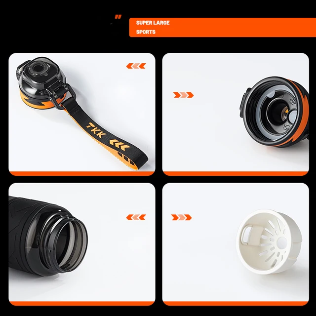 TKK 600/800/1000ml Sports Watter Bottle Tritan BPA free Straw Portable Leak-proof Plastic Drinkware Outdoor Fitness Kettle 3