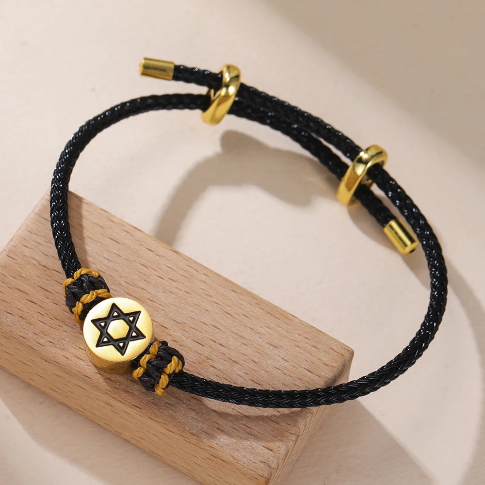 Dawapara Davidstern-Armband, verstellbar, Hexagramm, jüdischer Schutz, Amulett, Chanukka, Geschenk, Edelstahl-Schmuck – Detail 9