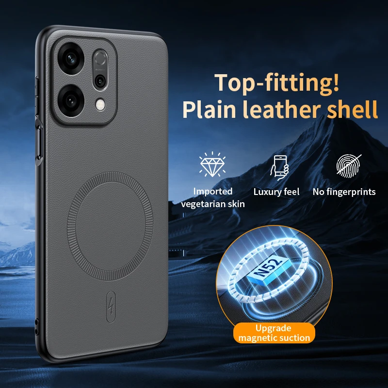 Ultra Thin Magnetic Leather Wireless Charging Phone Case - Sleek Matte Cover