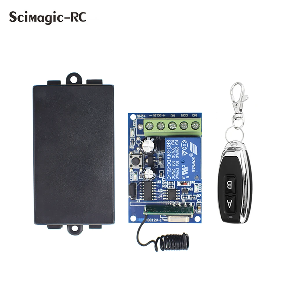 

433MHz Remote Control Switch For Light Gate Door Garage Door Universal Remote AC 12V 24V 1CH Relay Receiver and Controller