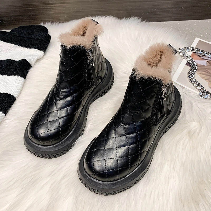 

Fujeak Fashion Winter Padded Snow Boots Comfortable Casual Women's Shoes Anti-slip Trend Cotton Shoes Lightweight Flat Shoes