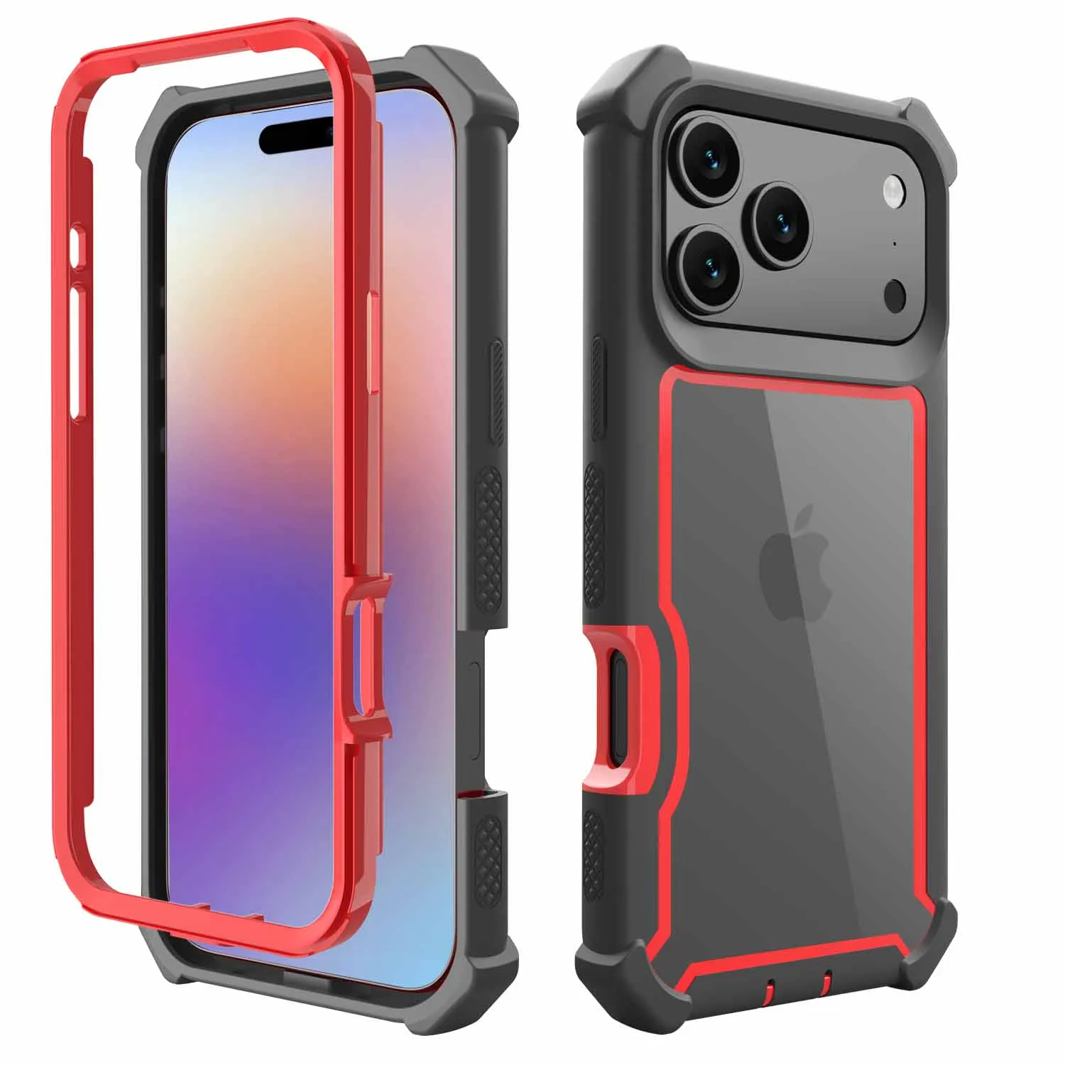 Enhanced Shockproof Armor Phone Case - 2-in-1 Hit Color Design with Clear Acrylic Hard Cover