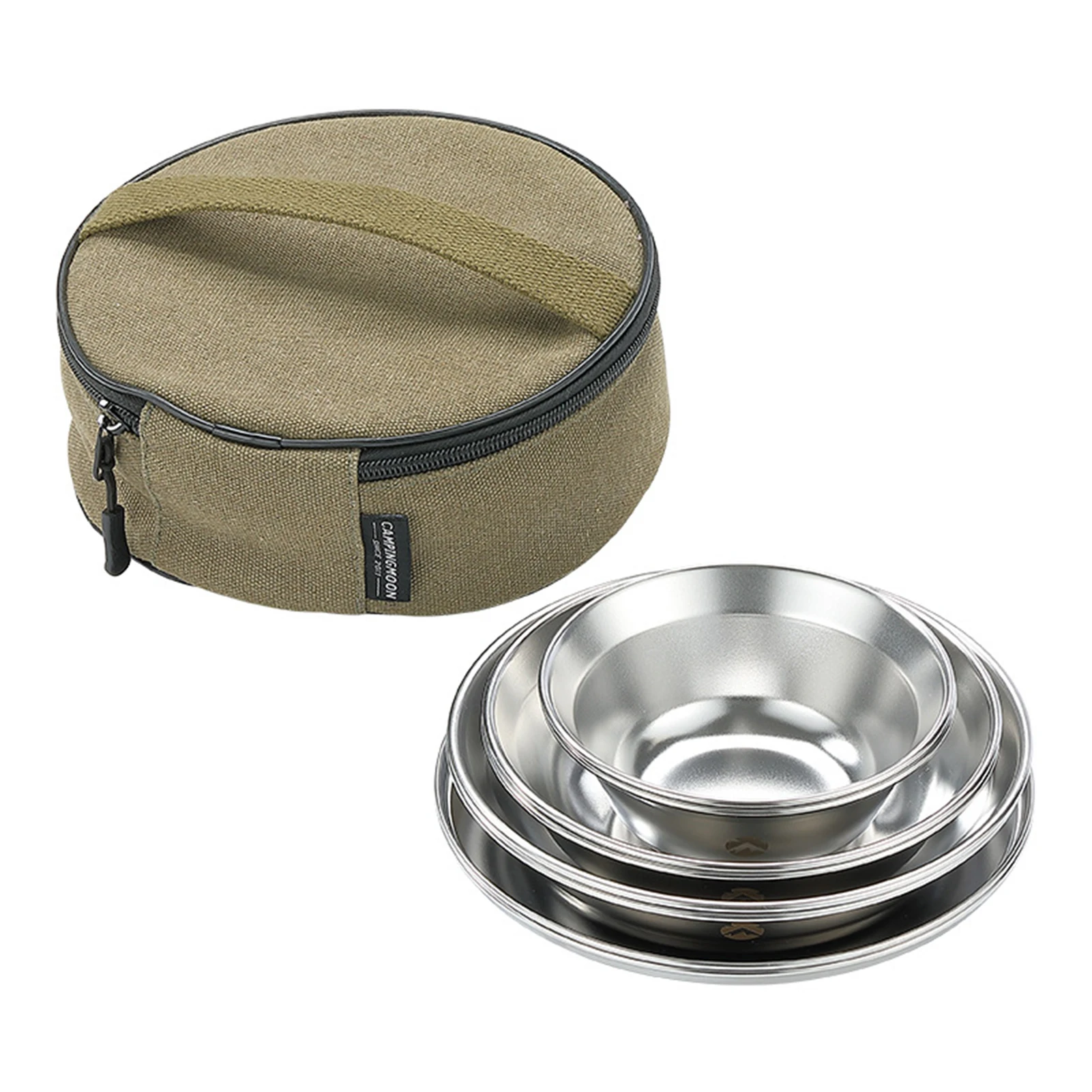 Camping Bowl Dinner Plate, 4pcs Stainless Steel Plates And Bowls