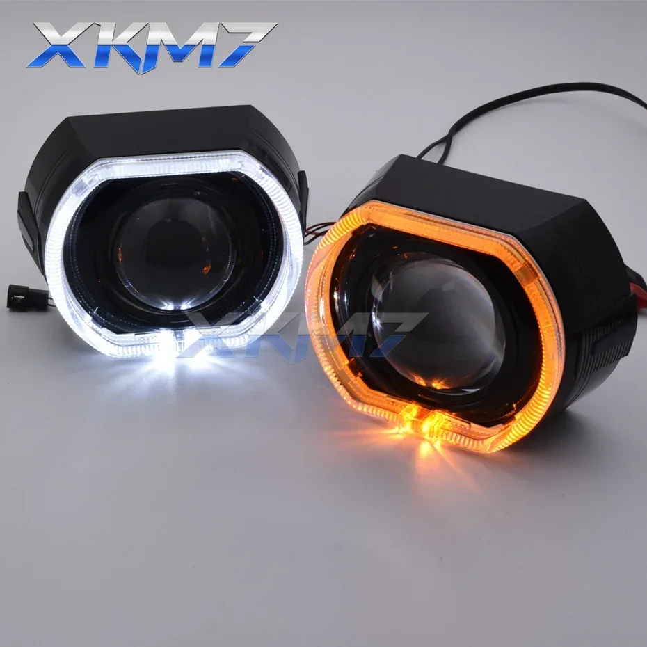 

Automotive Bi-xenon Lenses Angel Eyes Running Lights for Cars 2.5/3.0 inch Projector Square Turn Signal Halo Headlight Accessory