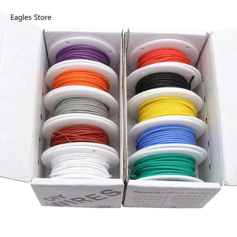 AWG 16 5 Colors DIY Heat Resistant Flexible Silicone Wire Stranded Electrical Tinned Copper Cable Automotive 5Rolls Mix Kit