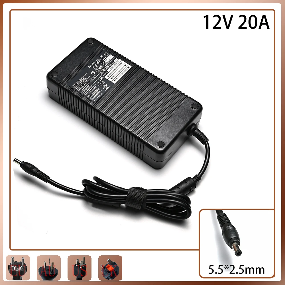 Carregador Adaptador de ca para Delta Fonte de Alimentação Portátil Eadp220ab b 240w 12v 20a 3410222-01 5.5×2.5 mm
