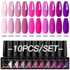 MEET ACROSS 10Pcs/Set Sparkly Glitter Red Pink Gel Nail Polish Fluorescent Semi Permanent Nail Art UV Gel Varnish Manicure Kits 1