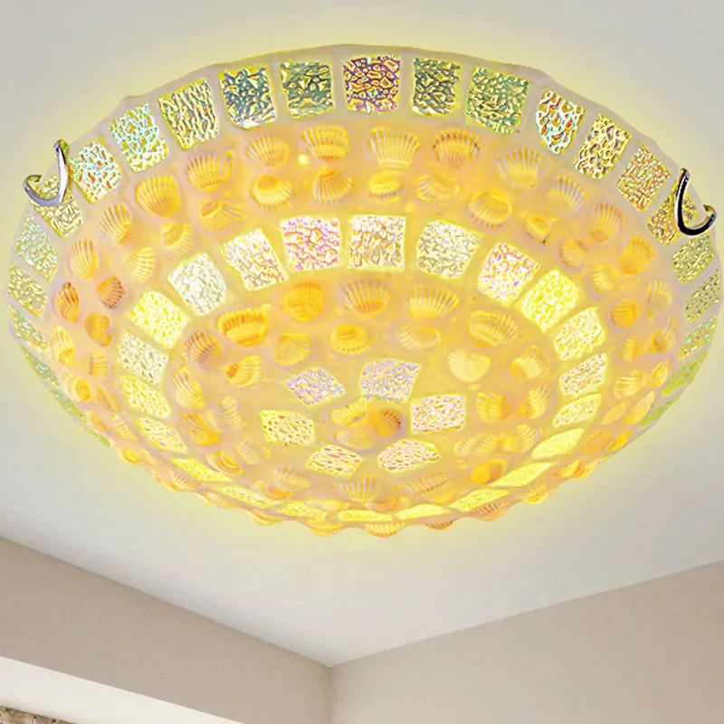 

Mediterranean Ceiling Light Bohemian Glass Home Loft Decor for Living Room Creative Shell Lighting Kitchen Bedroom Lamp Fixtures