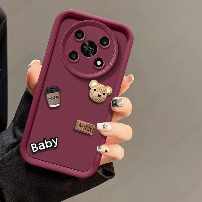 Cute 3D Bear Liquid Silicone Full Coverage Matte Soft Phone Case