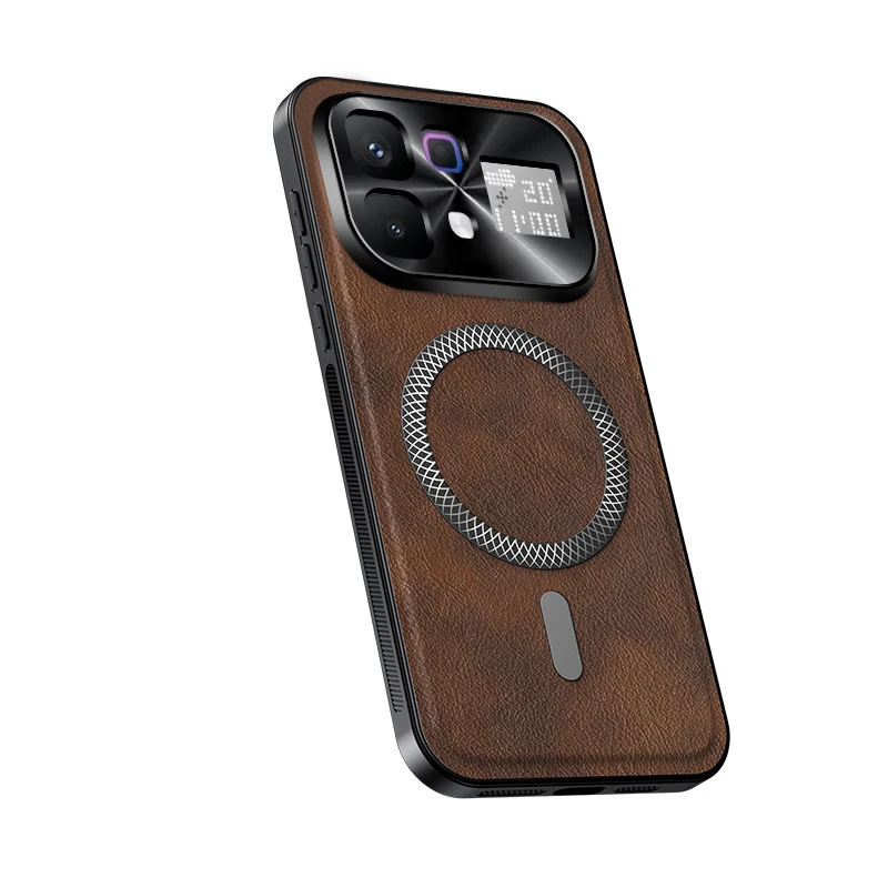 Shockproof Leather Wireless Charging Magnetic Case with Anti-Drop Protection and Slim Camera Guard