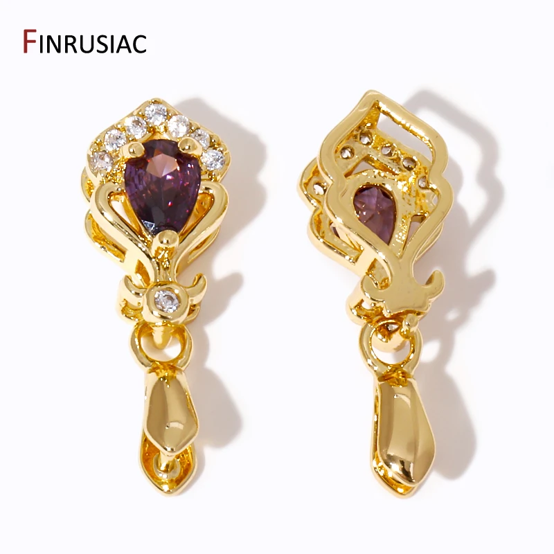 보석 제작용 금 도금 상감 지르콘 클램프 핀치 클립, 베일 후크 커넥터, DIY 목걸이 펜던트 파인딩, 도매 18K