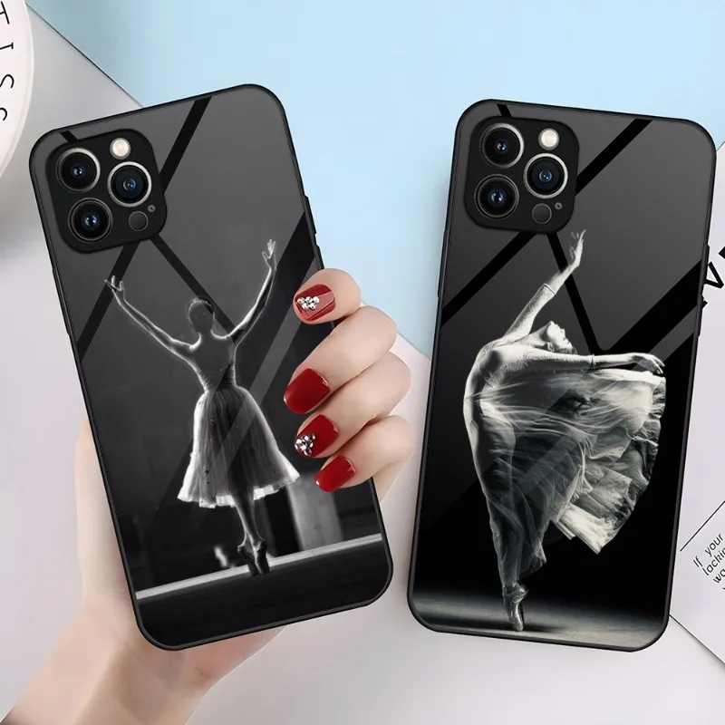 Custodia Per Telefono Ballet Girl Per Iphone 14 Pro 12 15 13 11 Mini Xs Xr Max 8 7 6 Plus Se 2020 Glass Luxury Back Cove