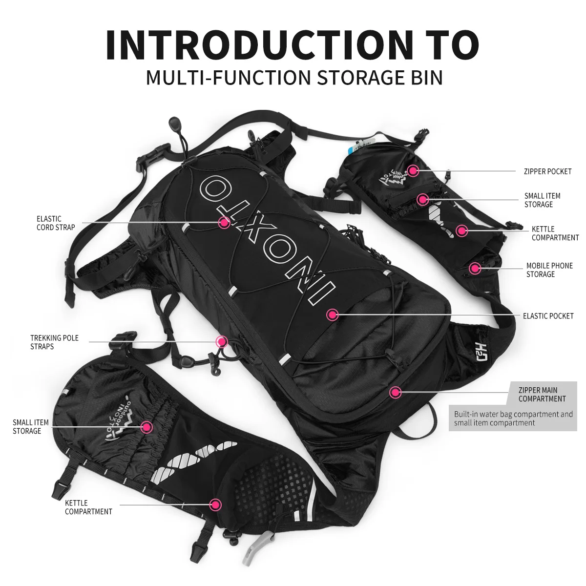 Running Hydrating Vest Backpack 8L, Cycling Hydrating Backpack Hiking Marathon Hydrating, With 2L Water Bag 250ML Water Bottle 4