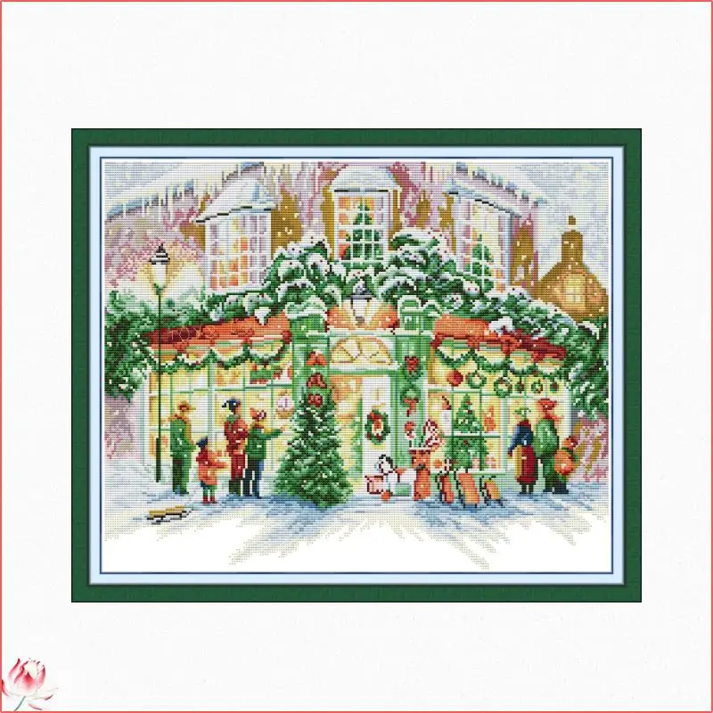

Christmas Shop Counted Cross Stitch Kits Wholesale DIY Handmade 11CT 14CT Stamped DMC Embroidery Needlework Home Decor Gifts