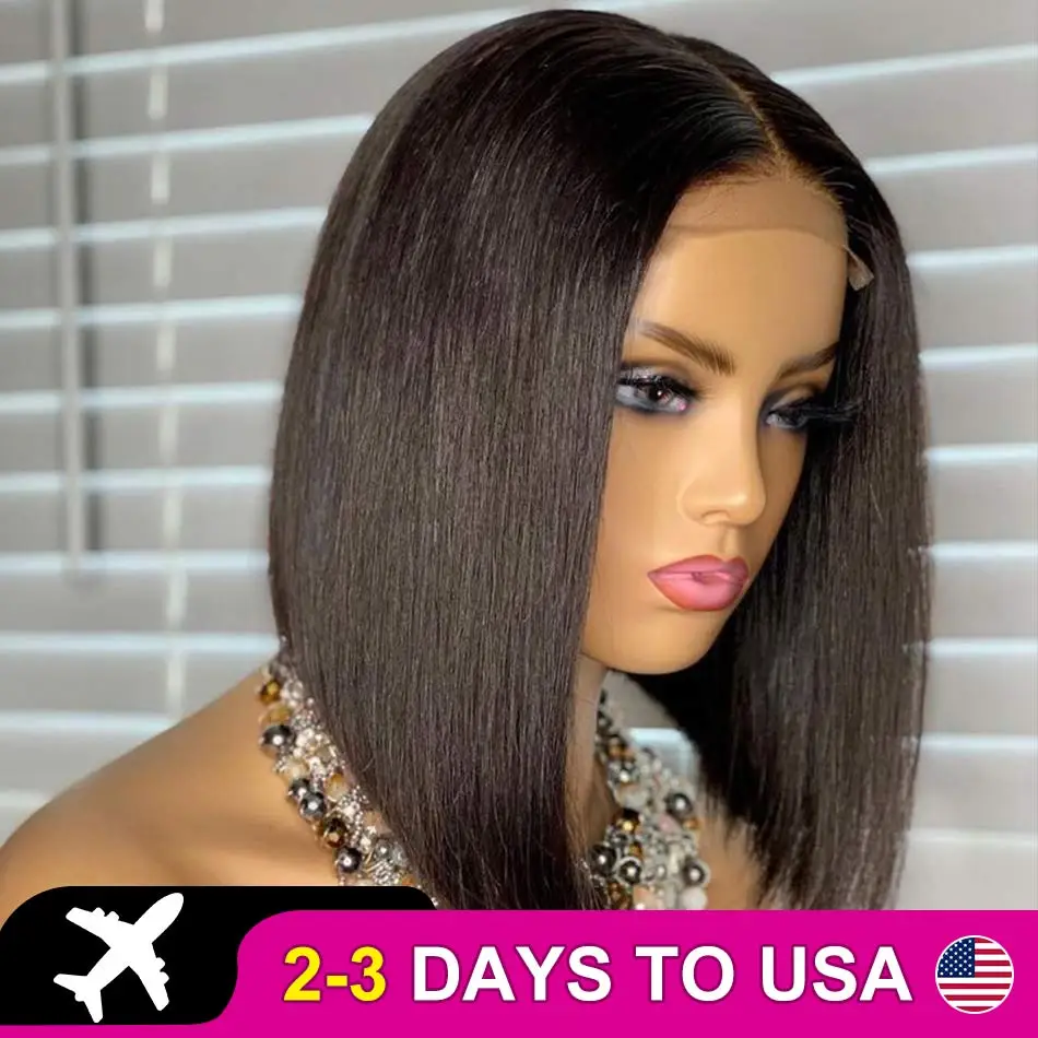Luvin 13x4 HD Lace Frontal Human Hair Short Bob Wigs 200% Bone Straight Lace Front Wig Virgin Pre Plucked Baby Hair For Women