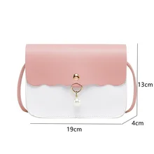  Fashion Simply PU Leather Crossbody Bag For Women Solid Color Shoulder Messenger Bag Lady Pendant Pearl Travel Small Handbag 