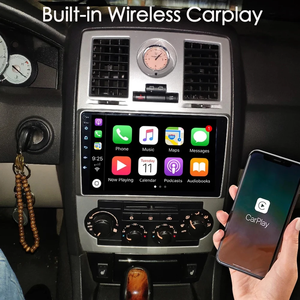 크라이슬러 300C 아스펜 2004 - 2008 자동차 멀티미디어 화면, 안드로이드 카플레이, 자동차 스테레오 오디오 TV