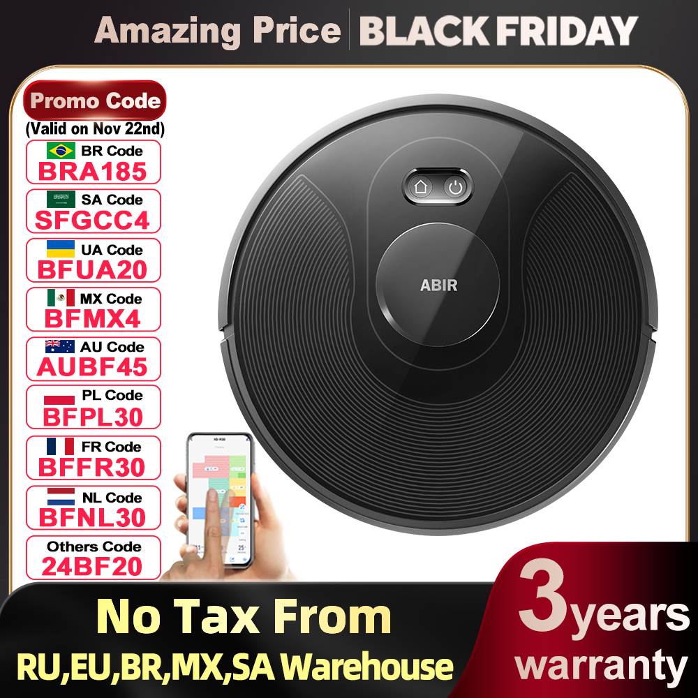 ABIR X8 Robot Vacuum Cleaner ,Laser System, Multiple Floors Maps, Zone Cleaning,Restricted Area Setting for Home Carpet Cleaning