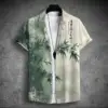 2024 new men's short-sleeved shirt Chinese style printed men's Hawaiian lapel top large size casual and comfortable men's shirt 1