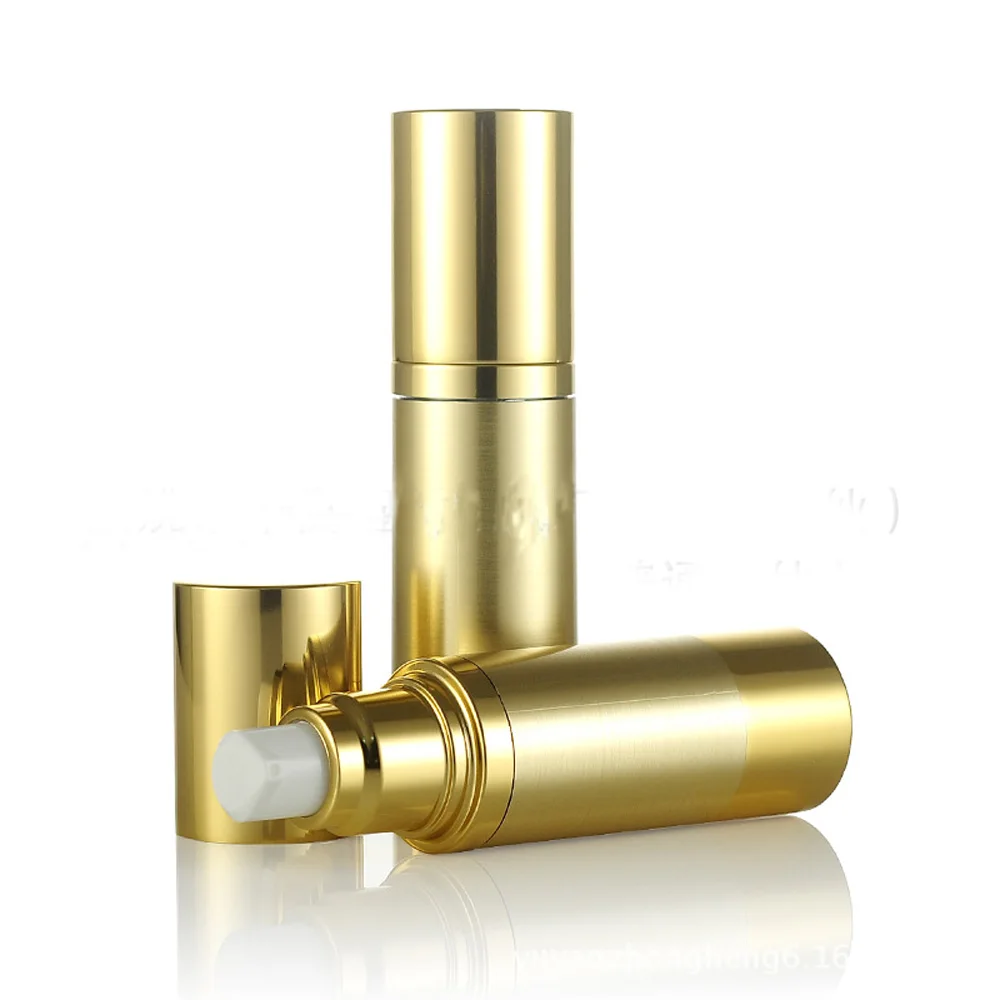 30ml&50ml capacity gold color round shape acrylic material alumite Vacuum lotion bottle with duckbilled pump and cap
