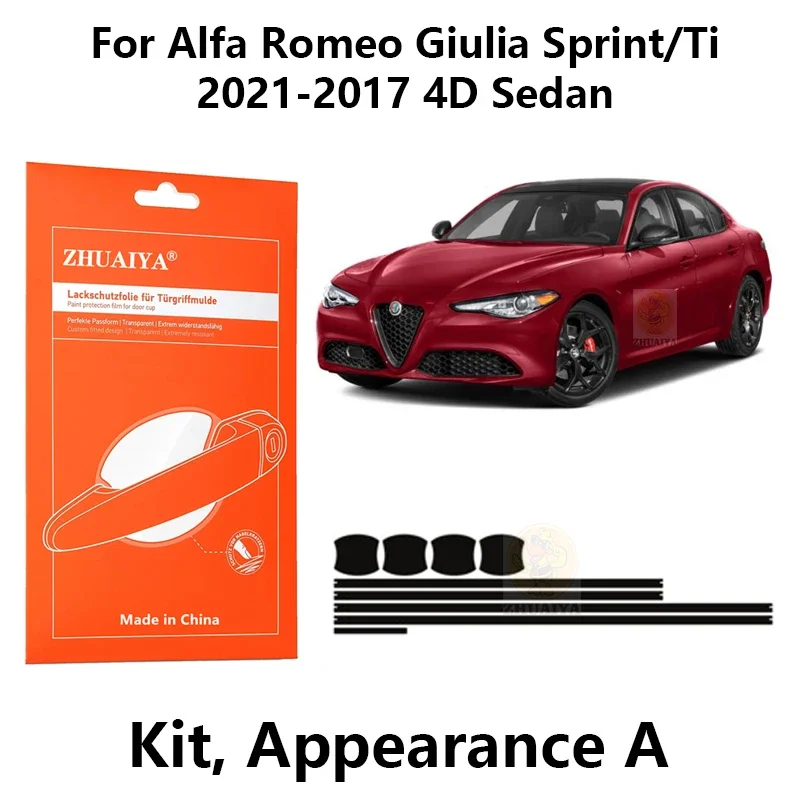 

Защитная пленка ZHUAIYA для красок дверной ручки, ТПУ PPF для Alfa Romeo Giulia Sprint/Ti 2021-2017 4D Sedan