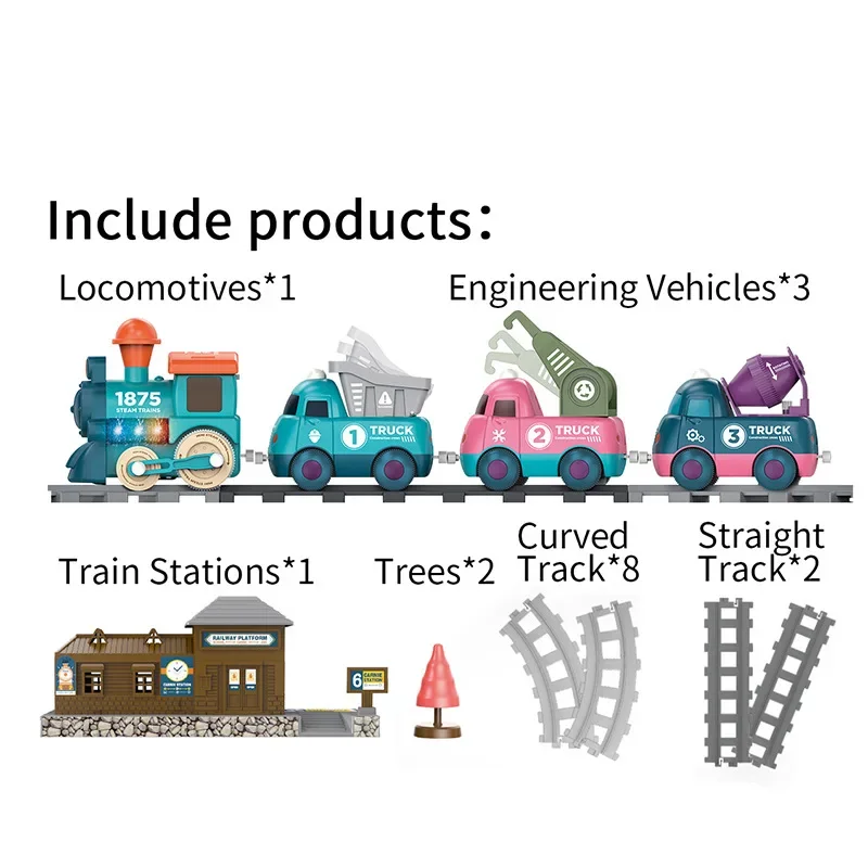 Electric Train Toy Set Car Railway Tracks Light and Sound Locomotive Engine Educational Game Boys Toys for Kids Christmas Gifts 2