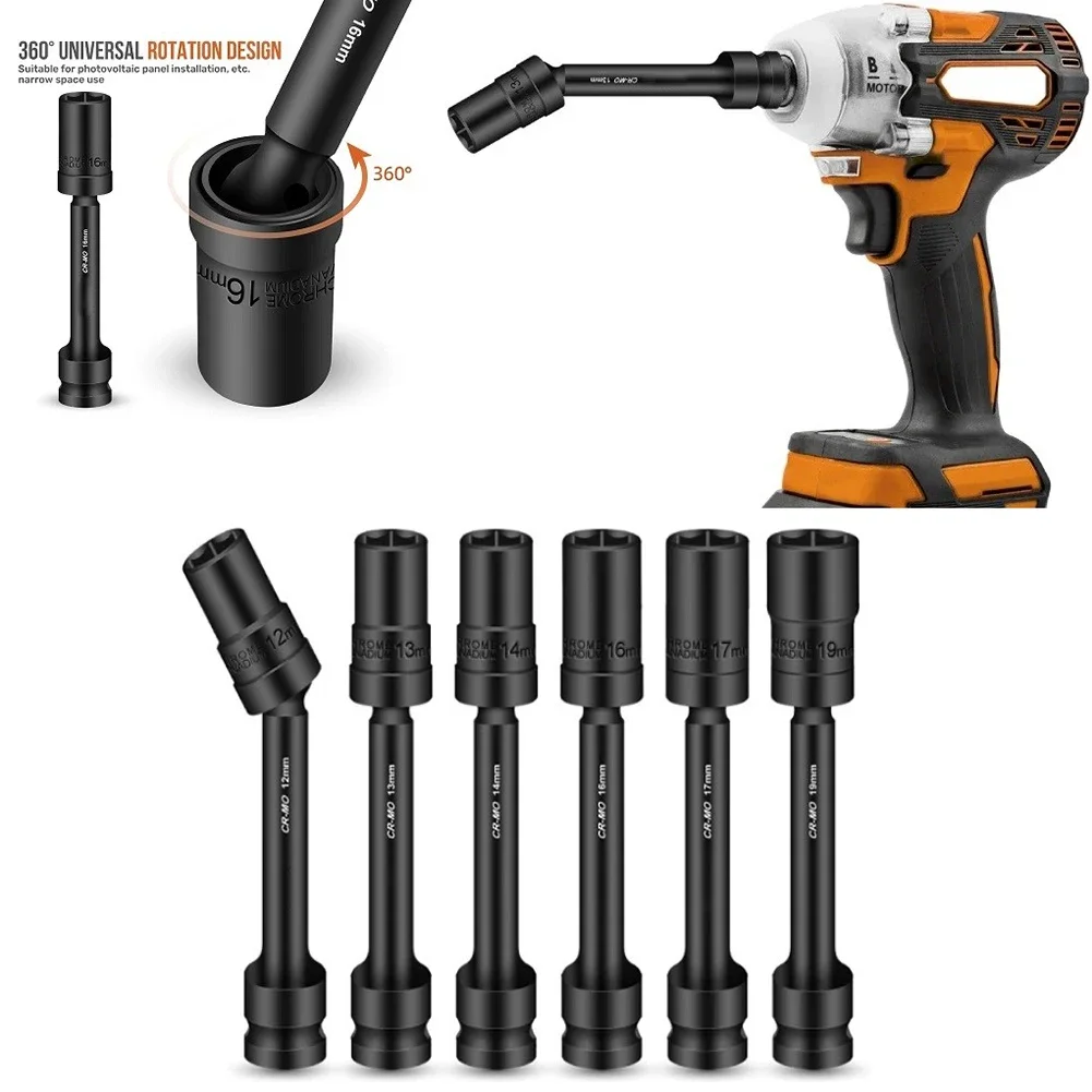 1/2inch 138mm Square Interface Impact Wrench Hex Socket Head Adapter Spanner Converter 12-19mm Extended Hexagonal Socket 5