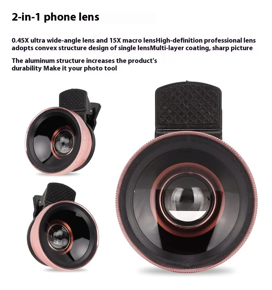 2-in-1 HD 37mm 0.45x Super Wide Angle Lens with 12.5x Super Macro Lens for iPhone Smartphone Phone lens Kit Enhanced Photograpy