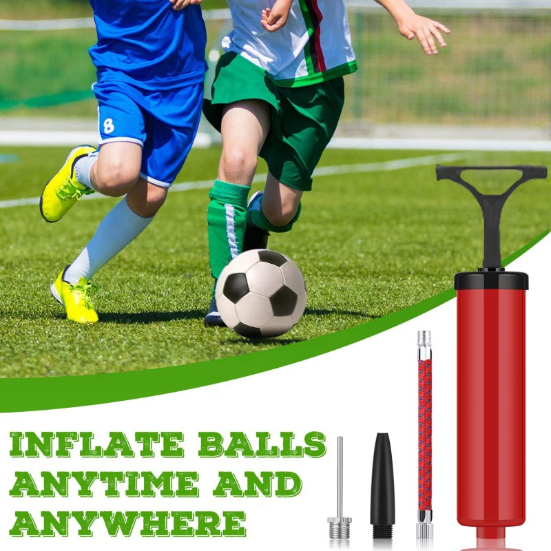 Ball pump 9pcs Ball Pump Set Flexible Hose Volleyball Football Basketball With Needle Hand Air Pump Durable Balloon Ball Inflator Portable