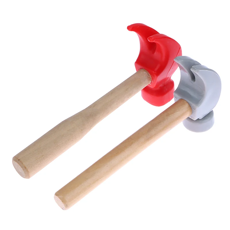 

Children's simulation hammer wooden handle solid hammer toy beat repair tool mini wooden hammer solid PP plastic super strong