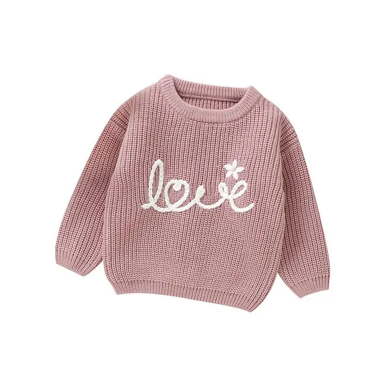 Autumn Winter Fashion Boy Children Cute Handmade Flower Knit Sweater Girl Baby Knitted Warm Pullover Shirt Infant Knitting Tops