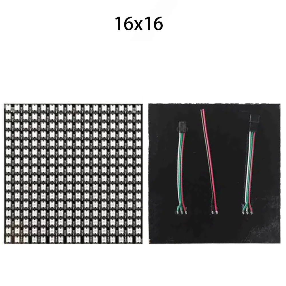 110PCS WS2812b 16x16 LED RGB 스크린 모듈 256픽셀 개별적으로 주소 지정이 가능한 유연한 변형 가능 블록 DC5V