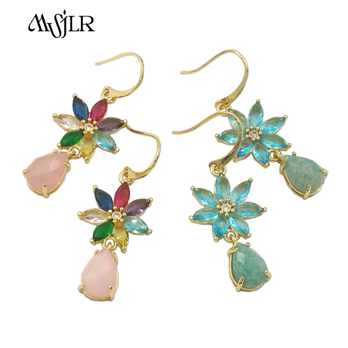 

MVE087 2024 New Design Colorful Gemstone Earrings Beautiful Flower Shaped Sweet Romantic Style Exquisite Fashion Jewelry