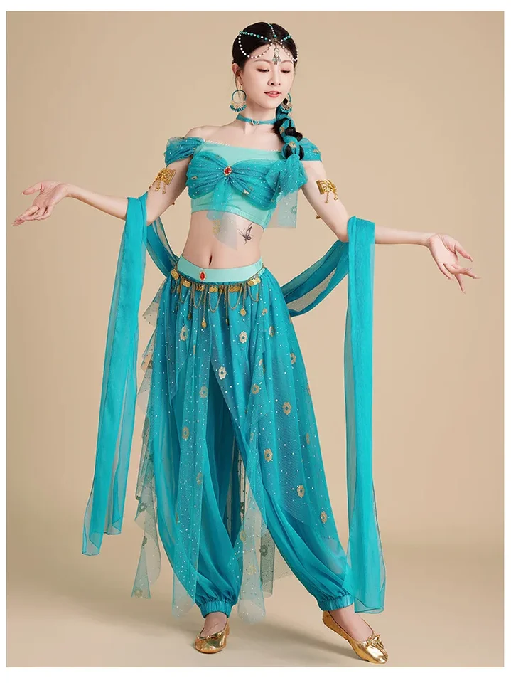 Belly Dance Top & Pants Bollywood Harem Dancing Costume Bollywood - Foto 2