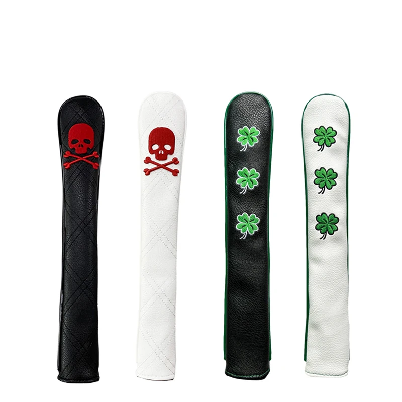 Golf Alignment Rod Cover Skull Aiming Training Aid Headcover PU Waterproof Leather Embroidery Head Protection Golf Supplies golf putter head covers,golf iron head covers,golf club head covers