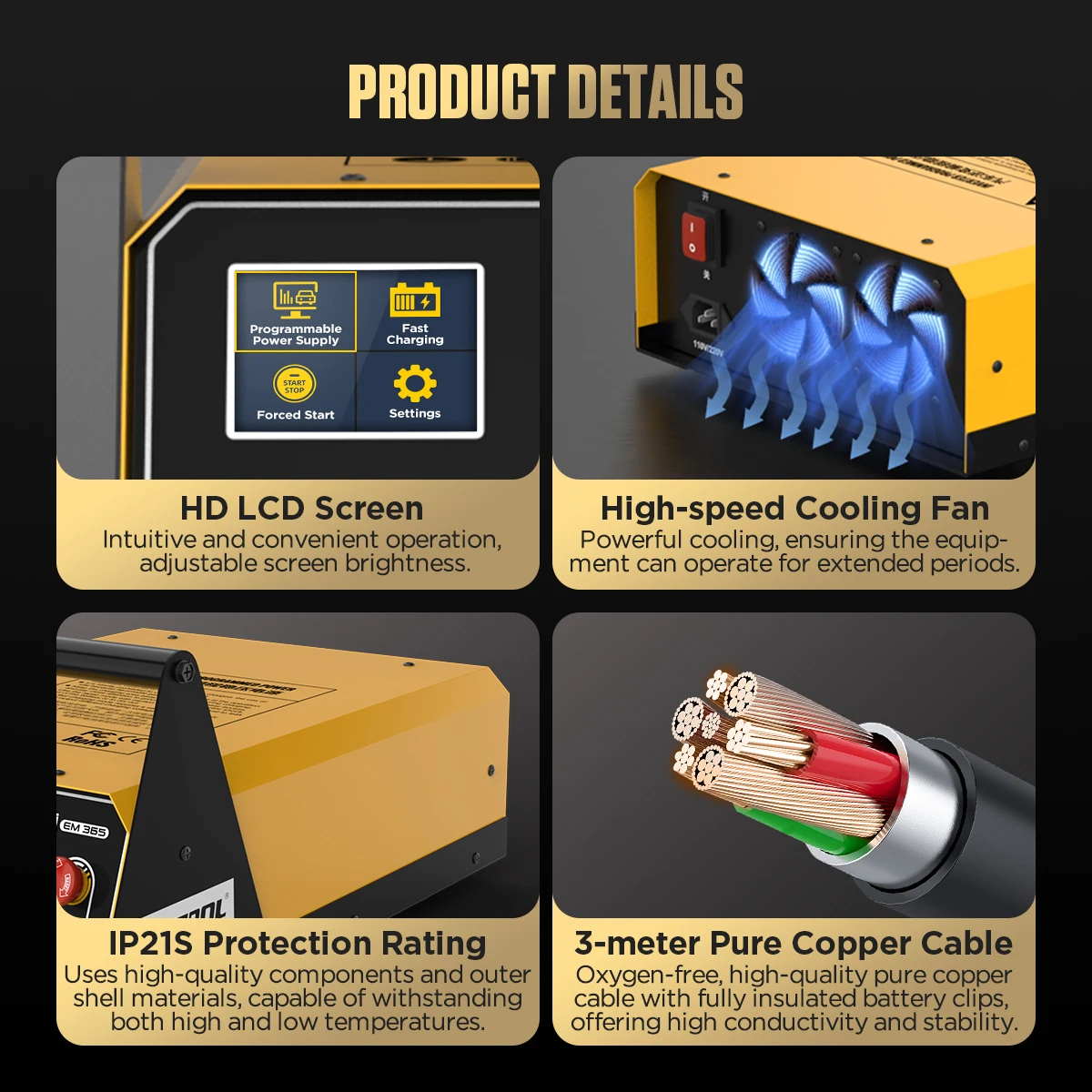 AUTOOL EM365 Automotive Uninterruptible 110V/220V Inverter Car Power Supply Batt