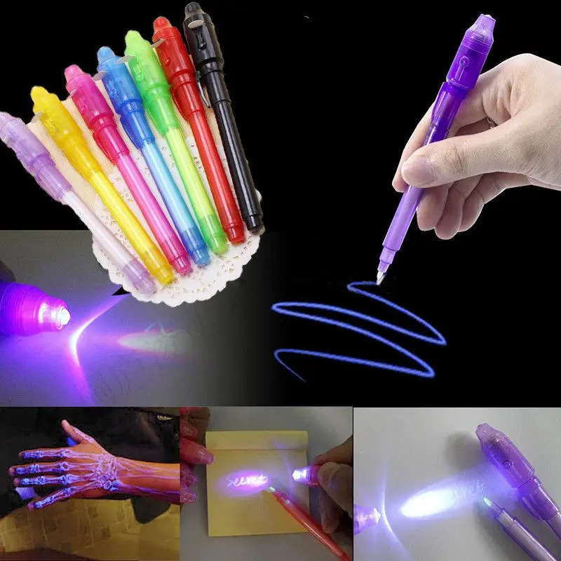 

Invisible Fluorescent Pen Led Purple Light Electronic Banknote Detector Creative Ultraviolet Magic Ink Lamp Pen Highlighter