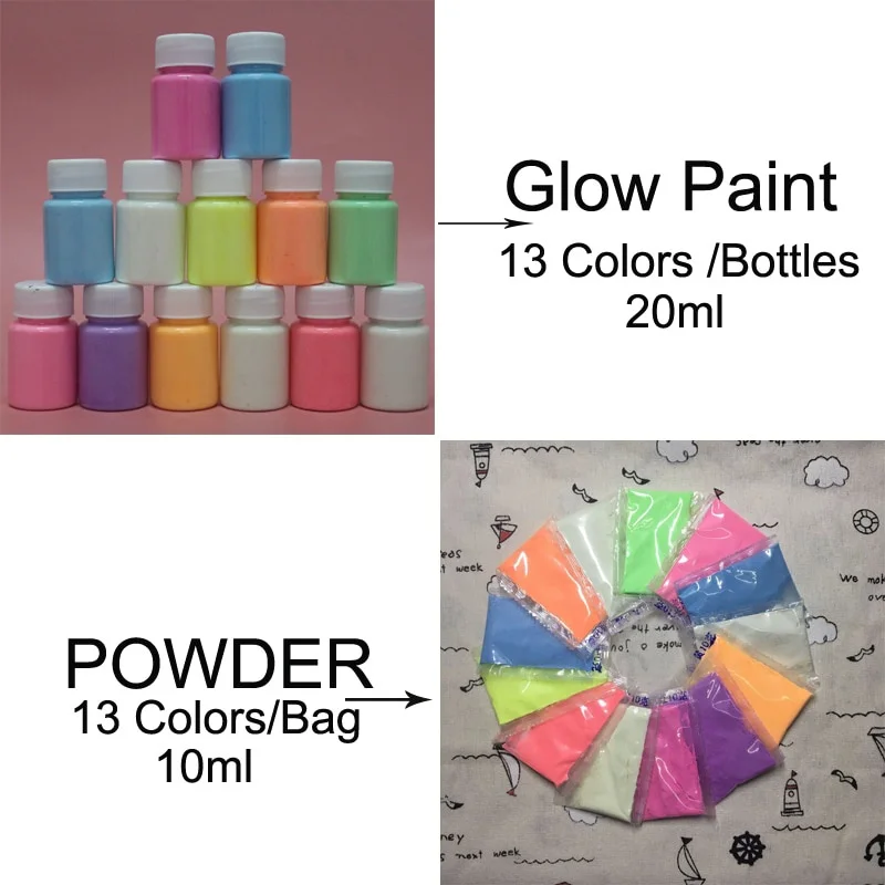 Luminous Paint Luminous Paint Acrylic Paint Glow In The Dark Luminous Pigment Fluorescent Powder Painting for Nail Art Supplies DIY Mica Powder