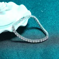 Ms. PT950 Platinum Bracelet, Platinum Filled Four-Claw 10 Points Mossanite, 18cm (Single 10 Points) 5.4 Carat. 1