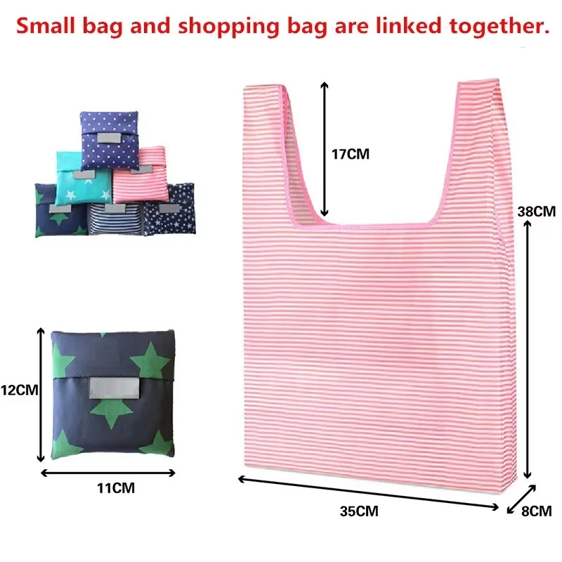 Eco Storage Polyester Folding Shopping Bags 35*57cm Large Resuable for Supermarket 12 Color shopping bag tote bags storage bags grocery bags