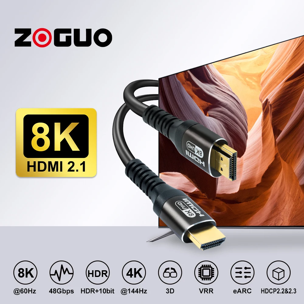 8K HDMI 2.1 Cable 48Gpbs HDMI Splitter 8K/60HZ 4K/120HZ For Xiaomi Laptop TV Box Projector Monitor PS5 Sync Box eARC Dolby hdmi cable hdmi splitter converter