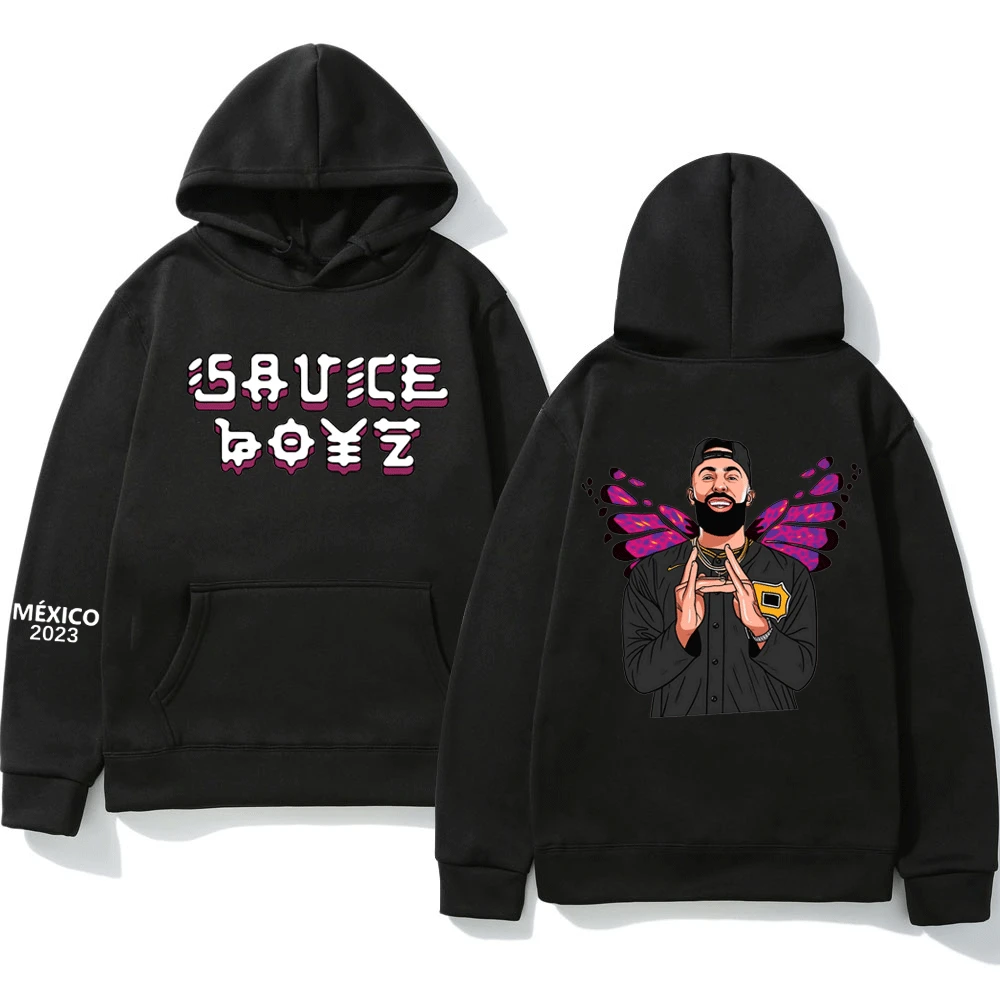 Rapper Eladio Carrion Hoodie Sauce Boyz Monarca Print Hoodies Men's