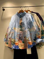 Bust 118cm original design pure cotton oversized shirts for women autumnJapan fashion cartoon print shirts long sleeve blouses - Image 5